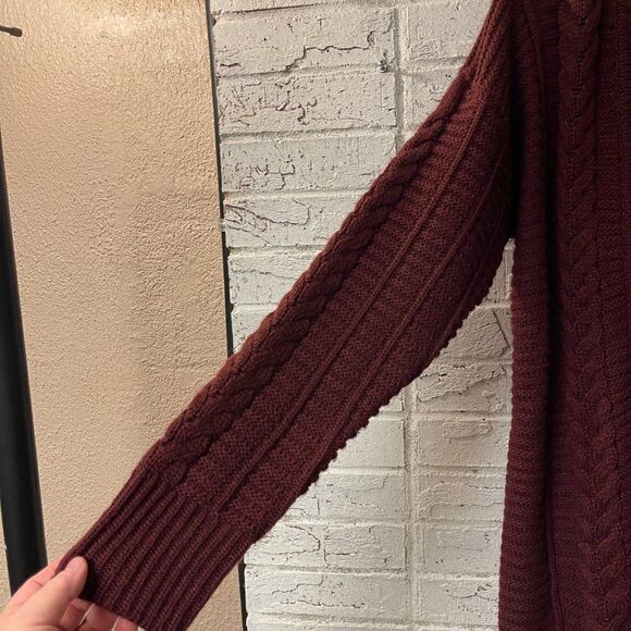 Cable & Gauge Cardigan Burgundy Large - Picture 4 of 9